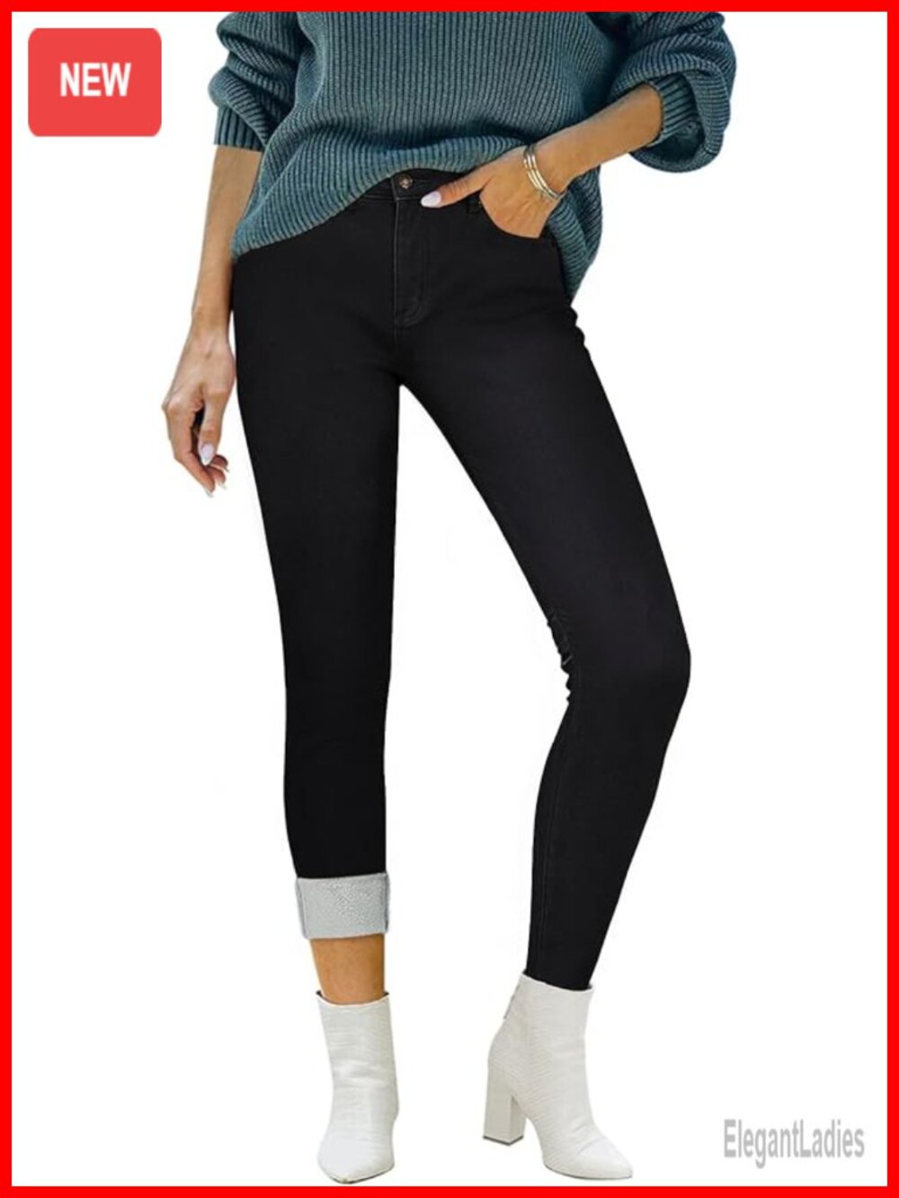 Fleece Lined Jeans Winter Thermal Denim Jeggings Skinny High Waisted Stretch